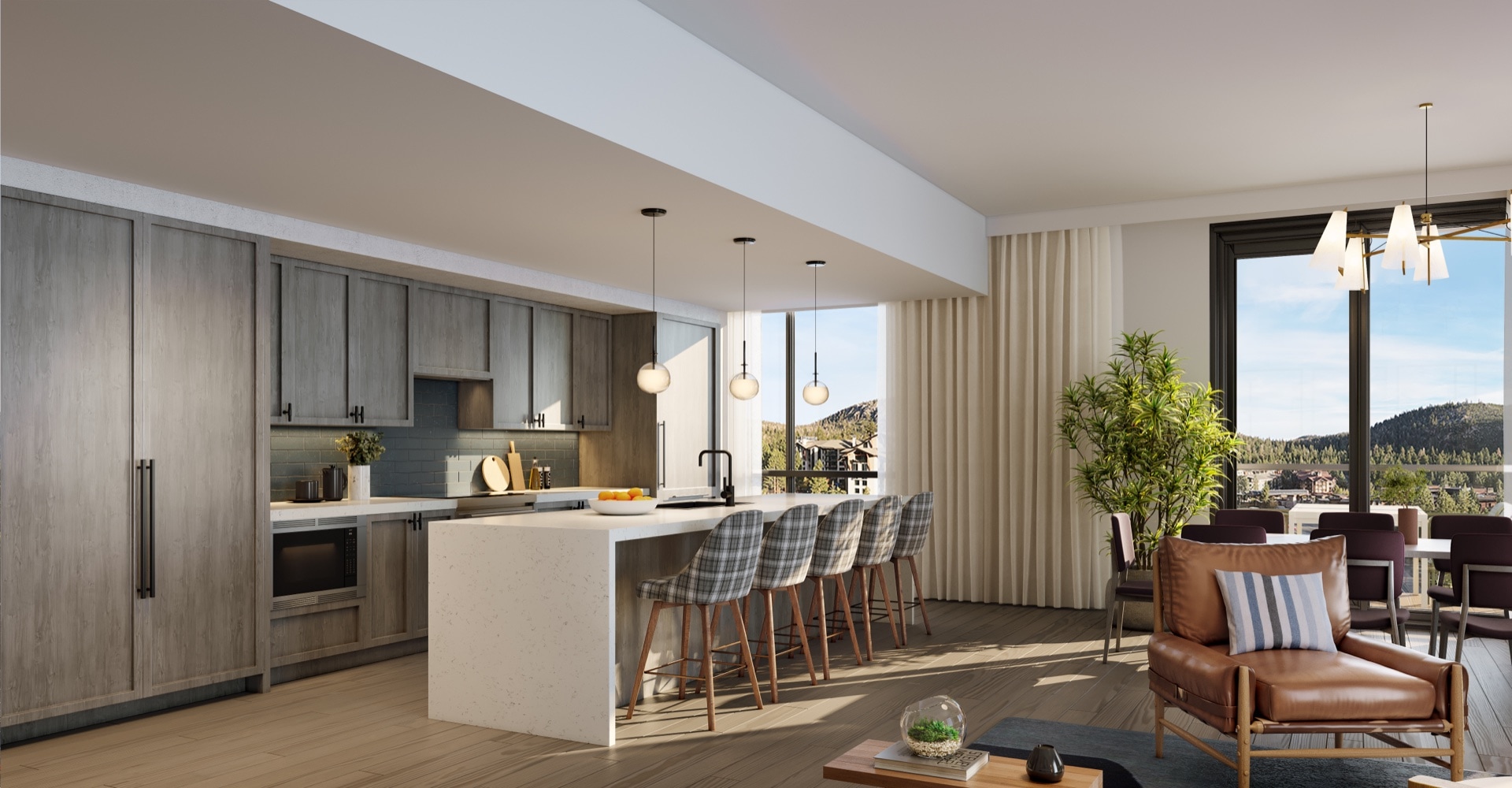limelight residences mammoth kitchen dining render